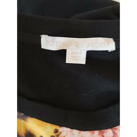 Boston Proper Women's Black Floral Sweatshirt Size Small t13 - Picture 6 of 8